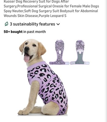 Kuoser Dog Recovery Suit Surgical Purple Leopard 2XL #68