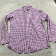 Polo Ralph Lauren Shirt Mens L Pink Check Button Down Pony Preppy Lightweight