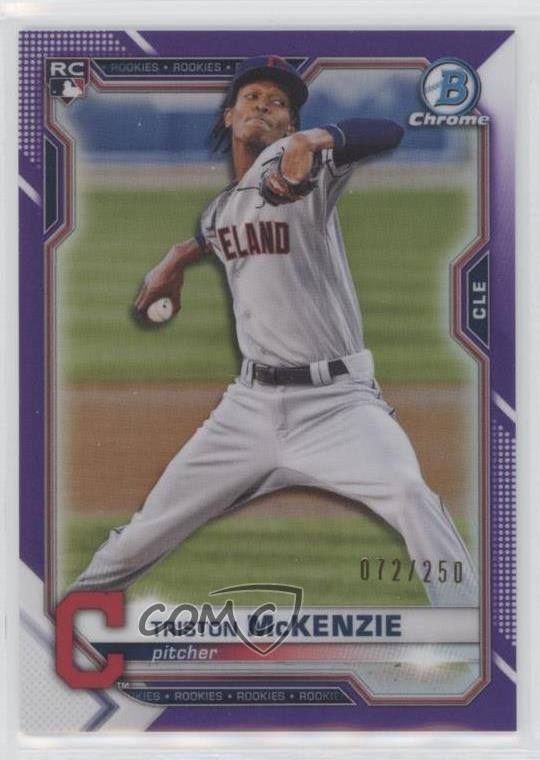 2021 Bowman Chrome Purple Refractor 72/250 Triston McKenzie #6 wo3