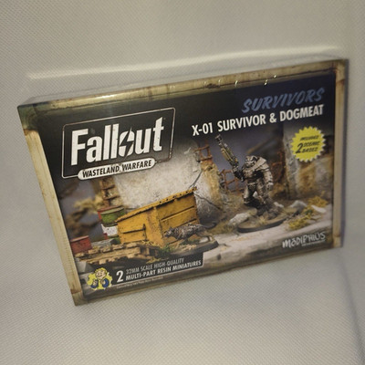 Modiphius Fallout: Wasteland Warfare X-01 Survivor & Dogmeat unbemalt