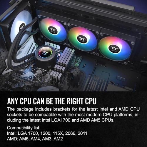 Thermaltake TH360 ARGB Sync V2 CPU Liquid Cooler/AlO 360mm, Black - Afbeelding 6 van 6