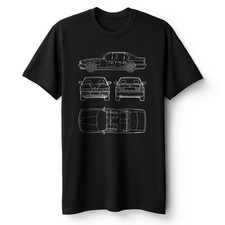 BMW E34 M5 Men's T-Shirt Cotton Black Patent Schematic Blueprint