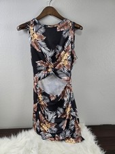 Size Large Womens Mini Dress Palm Leaf Design Summer Dress Beach Dress Sundress