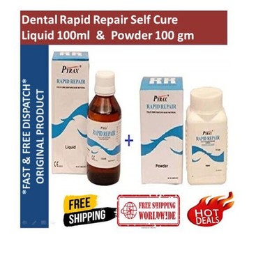 Dental Rapid Repair Self Cure Liquid (100ml) & Powder 100gm For Acrylic Denture.