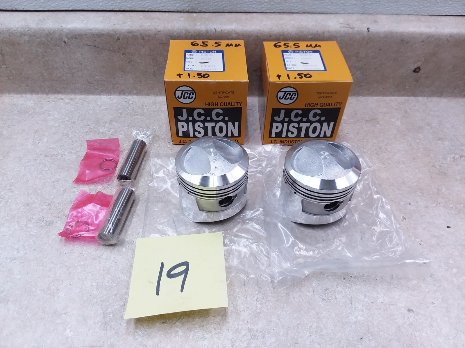 Honda CB350 CL350 SL350 +1.50mm Piston Set w/Clips & Pin NEW 65.5mm #19 ANX-B241