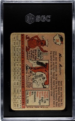 1958 Topps Hank Aaron #30 SGC 1 PR Milwaukee Braves Vintage