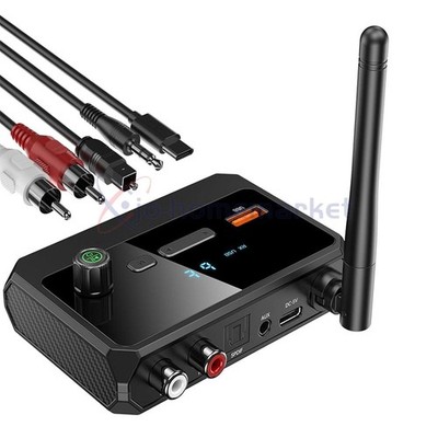Home Stereo Audio Receiver Bluetooth 5.3 AUX USB Optical HD Music to RCA Adapter