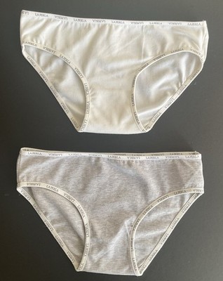 LA PERLA PANTIES SZ 10 YR GIRL LOT IOF 2 COTTON WT & GREY NWT
