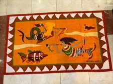 HERMES Beach Towel Mermaid Fish Orange Cotton 93 x 155cm Rare