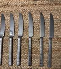 6 Table Knives (serrated) Hampton Silversmiths Heavy Modern, sleek Azur Pattern