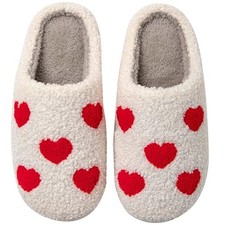 Womens Mens Slippers Retro Memory Foam Cute 7.5-8.5 Women/6.5-7.5 Men 3-heart