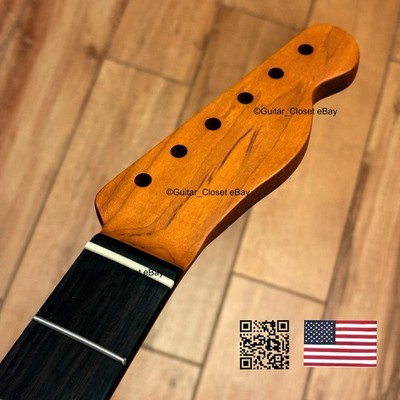 Vintage 21 Fret Roasted Maple Rosewood Tele Neck Fits Warmoth body vTRB