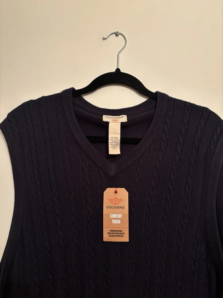Chaleco Suéter Acrílico Azul Medianoche Dockers Para Hombre’s L Acogedor Comodidad Nuevo Con Etiquetas Foto 3 de 4