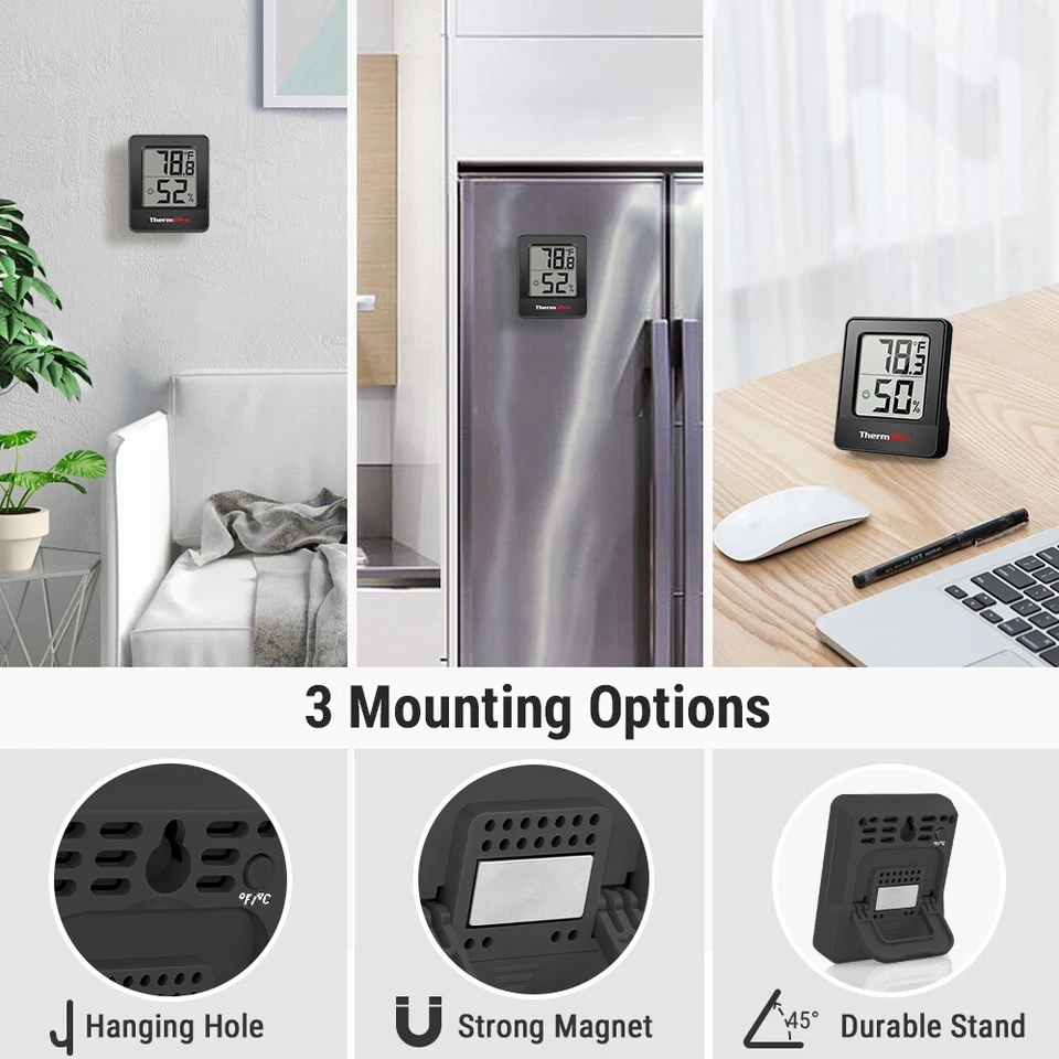 2pcs ThermoPro TP49BW Thermometer Hygrometer Digital Temperature Humidity Meter - Image 4 of 4