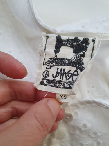JAASE Maxi Dress XS Extra Small White Eyelet Embroidered Tiered Boho Gypsy Flowy - Picture 15 of 24