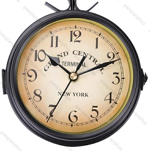 Wanduhr Doppelseitige Bahnhofsuhr Zimmer Küchenuhr Zweiseitig Uhr Antik Quarz - Bild 3 von 9