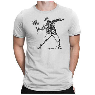 Banksy Flower | Herren Fun T-Shirt S bis 4XL | Bomber Rage Thrower Blumenwerfer