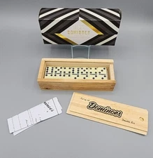 Dominoes Premium Set of 28 Double Dominoes Case Center Pins for Easy Flip