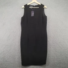 Field Manor dress women's size 10 black pencil sleeveless modern classics MS