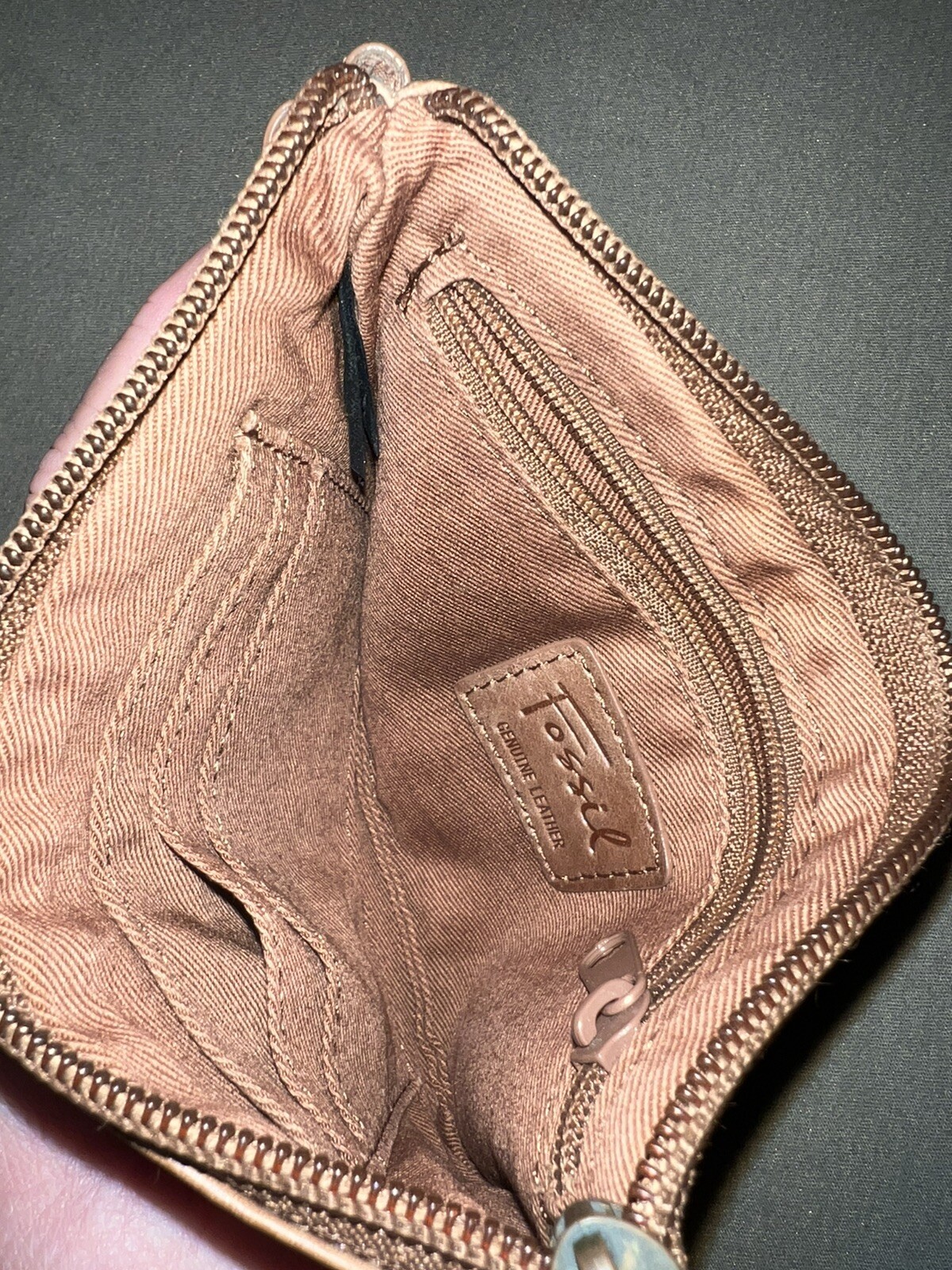 Fossil Brand Patchwork Brown Leather Wristlet Wal… - image 6