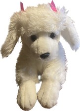 Animal Alley White Poodle Dog Puppy Plush 12" Stuffed Animal Year 2009 Pink Bows