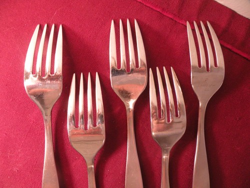 Set of 5 Mikasa RIVERSIDE pattern Satin stainless salad forks 6 7/8" - Picture 5 of 5
