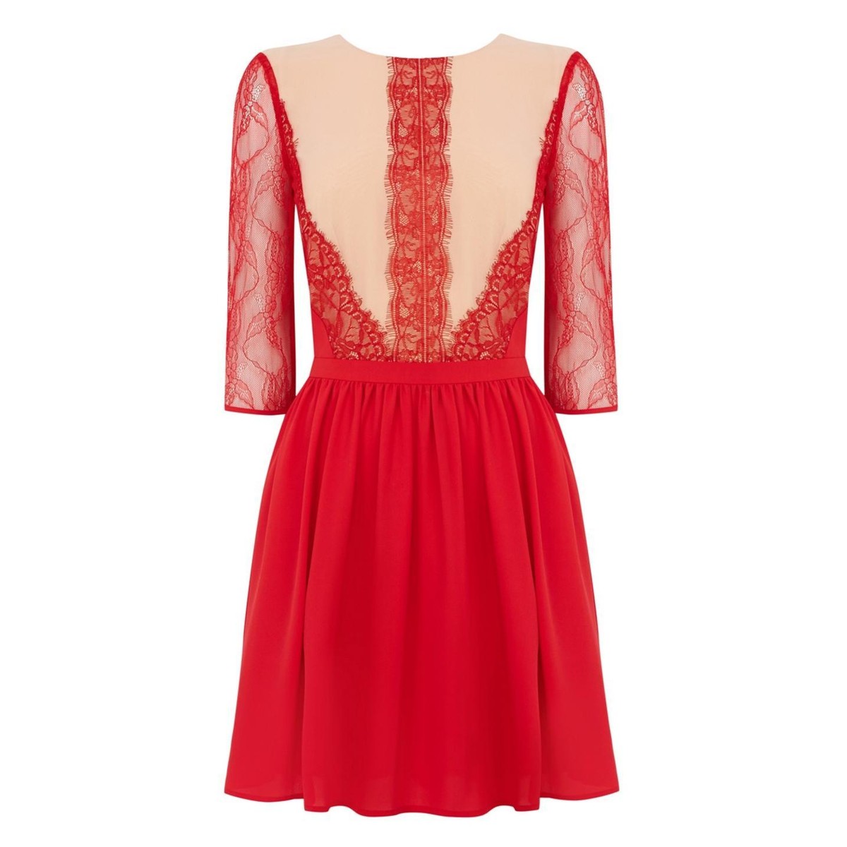 Oasis Women's Red Adelina Lace Skater Dress 10 | eBay