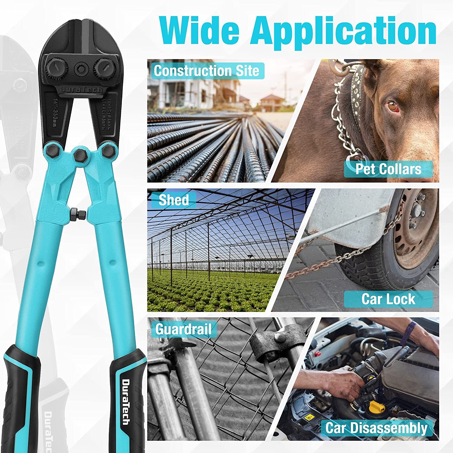 DURATECH 14'' Heavy Duty Bolt Cutter Bi-Material Ergonomic Rubber Grip Handle