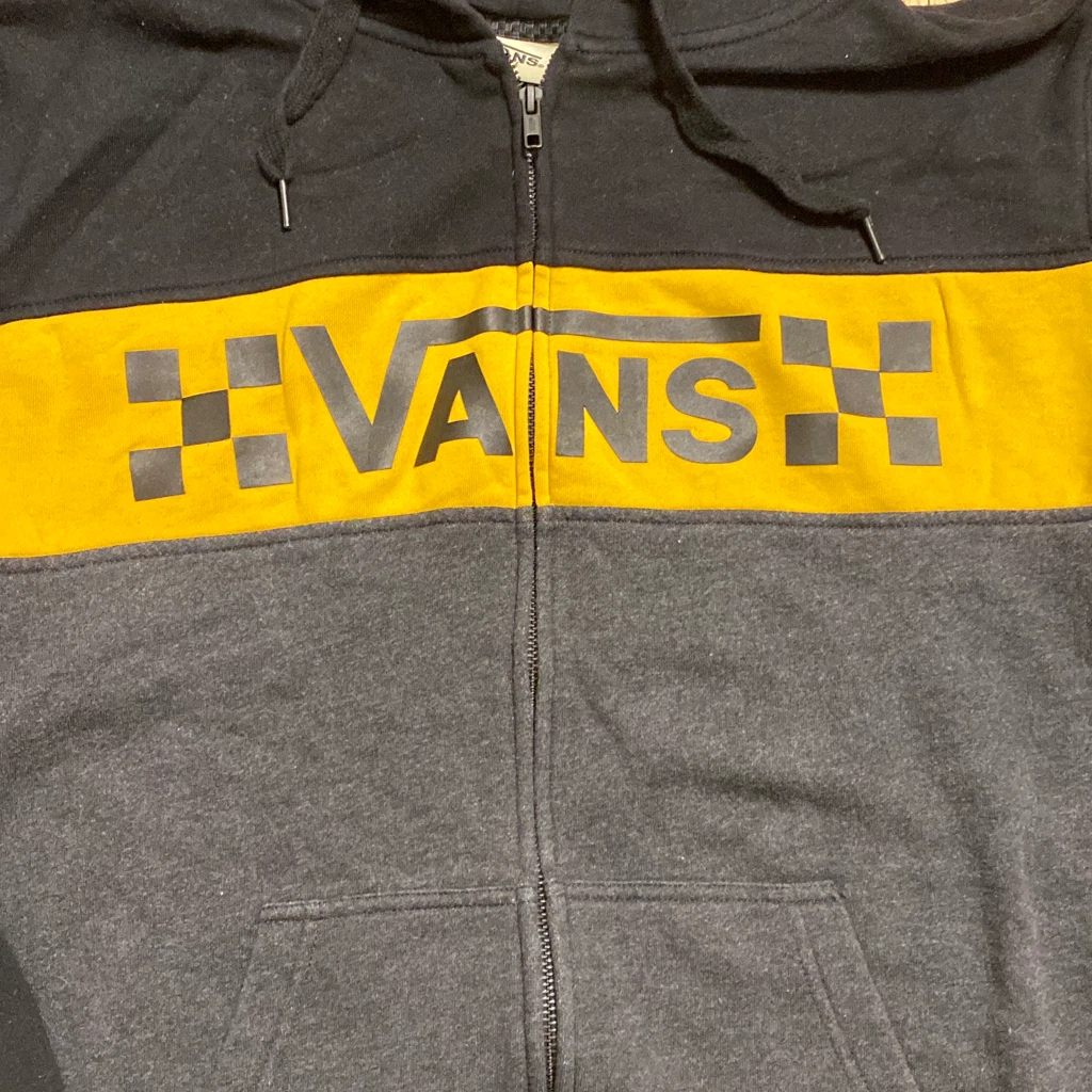 Mens VANS M full Zip Hoodie Sweatshirt Black Yellow Check | eBay