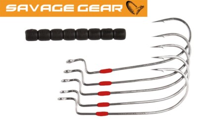 Savage Gear Slug Offset Hook - 5 Salzwasserhaken + Tungstengewichte, Angelhaken