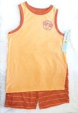 Boys Orange Crew Neck Sleeveless 2 Piece Tank  Short Set, Cat  Jack M / 8-10 