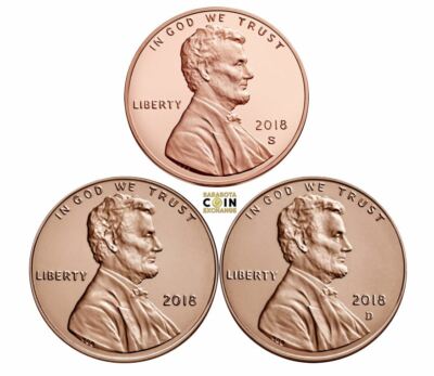 2018 S, P, D Proof set of Pennies Uncirculated P, D is in US Mint Packaging
