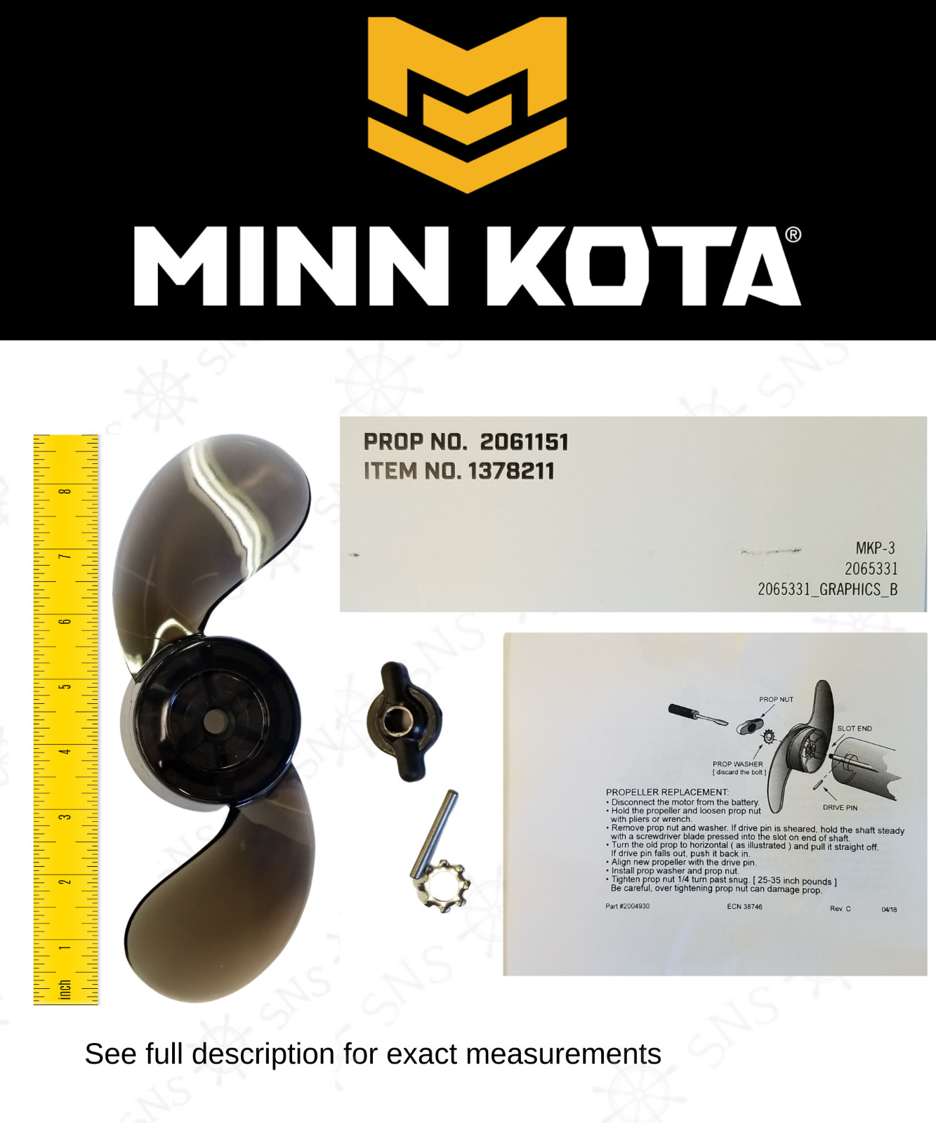 MINN KOTA MKP-3 2061151 1378211 VANISHING OEM PROPELLER 65m,