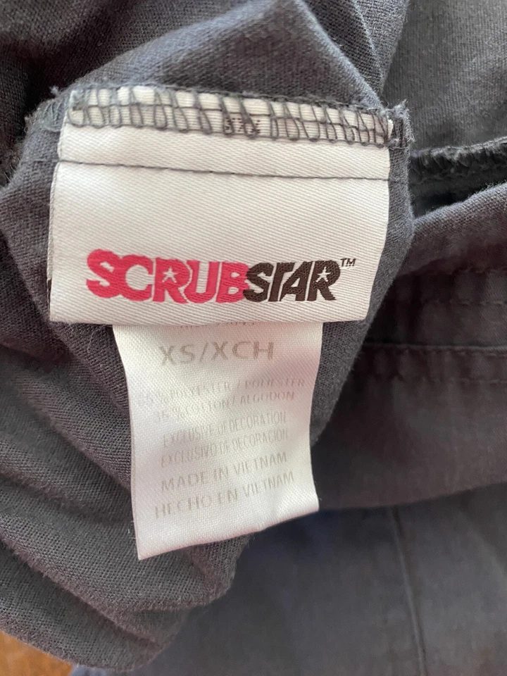 XS Scrub Lot Extra Small 1 Top 2 Pants Oriental Theme Black Gray Red White - Image 3 of 4