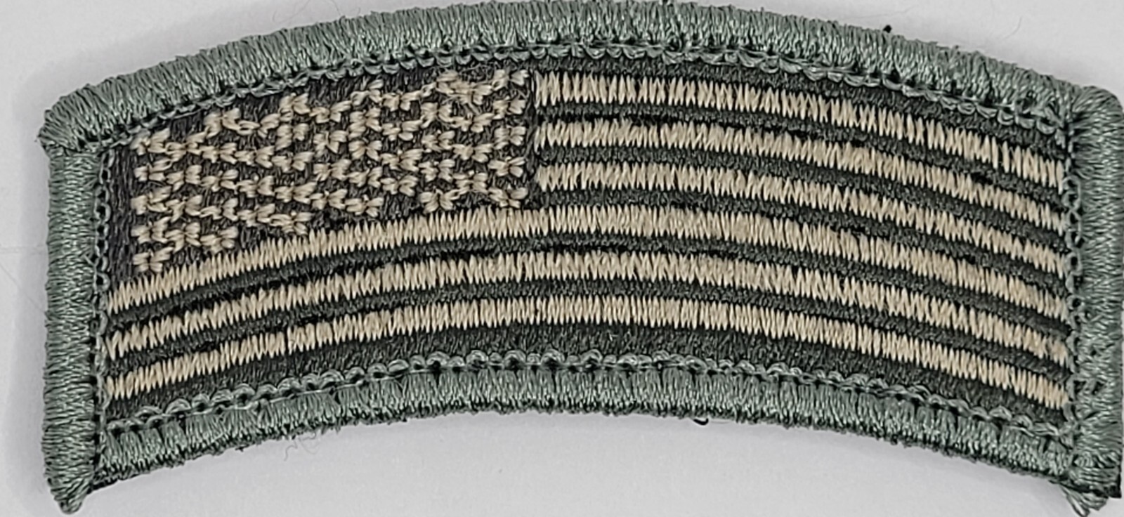 USA American Flag Rocker Tab Embroidered ACU Morale Patch 2.5X1 Inch Light Grey