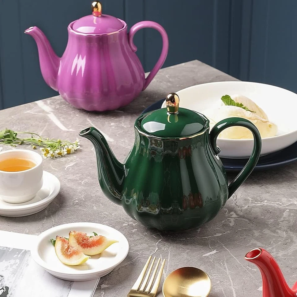 Tetera Royal, Tetera de Cerámica con Infusor Extraíble de Acero Inoxidable, Floración y Foto 4 de 4