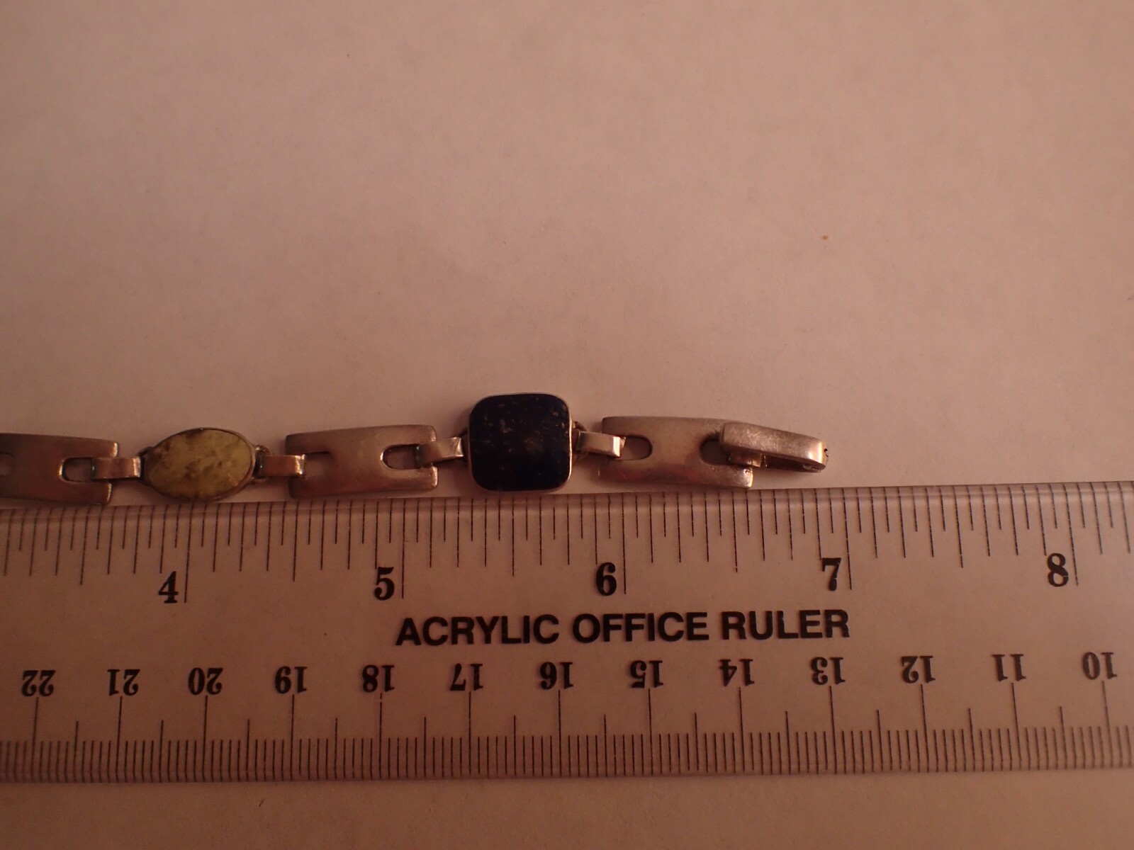 Vintage 950 Silver Multi Gem Stone Rectangular Li… - image 5