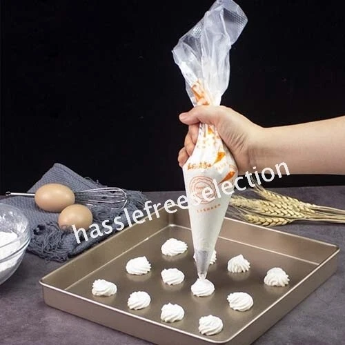 100/200X Disposable Plastic Piping Icing Cake Bags Frosting Nozzles Decor Pastry - Picture 4 of 9