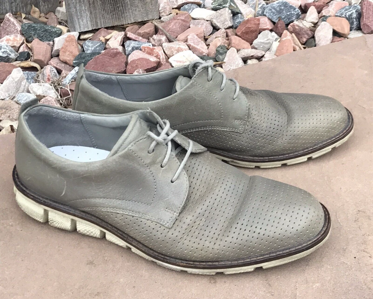 Ecco Golf Shoes Mens US 9 Gray Jeremy Perforated Tie Derby Oxford Leather eBay