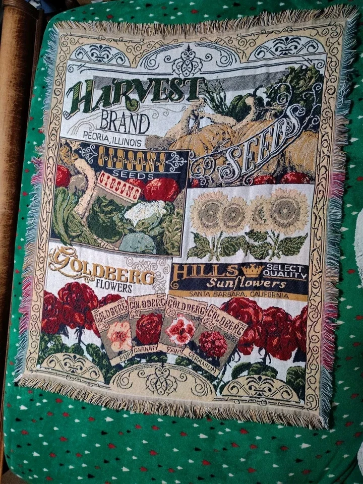 Manta afgana vintage años 90 marca cosecha semillas girasoles flores silvestres Foto 3 de 3