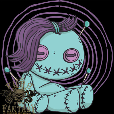 Voodoo Puppe schwarz magisch böse Geister Halloween Herren leicht Baumwolle T-Shirt