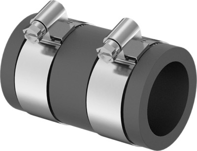 Low-Pressure Connector Drain, Waste, Vent Pipe, 1.66'' Pipe OD, 316 S.S. Clamp