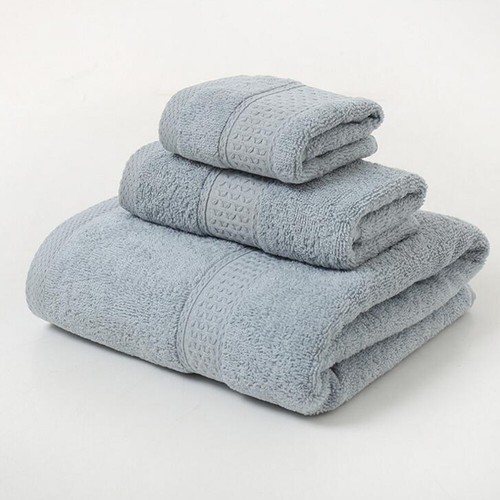 3Pcs/Set Solid Color Bathroom Towels Long-staple Cotton Bath Towel Set Simple - Picture 25 of 28