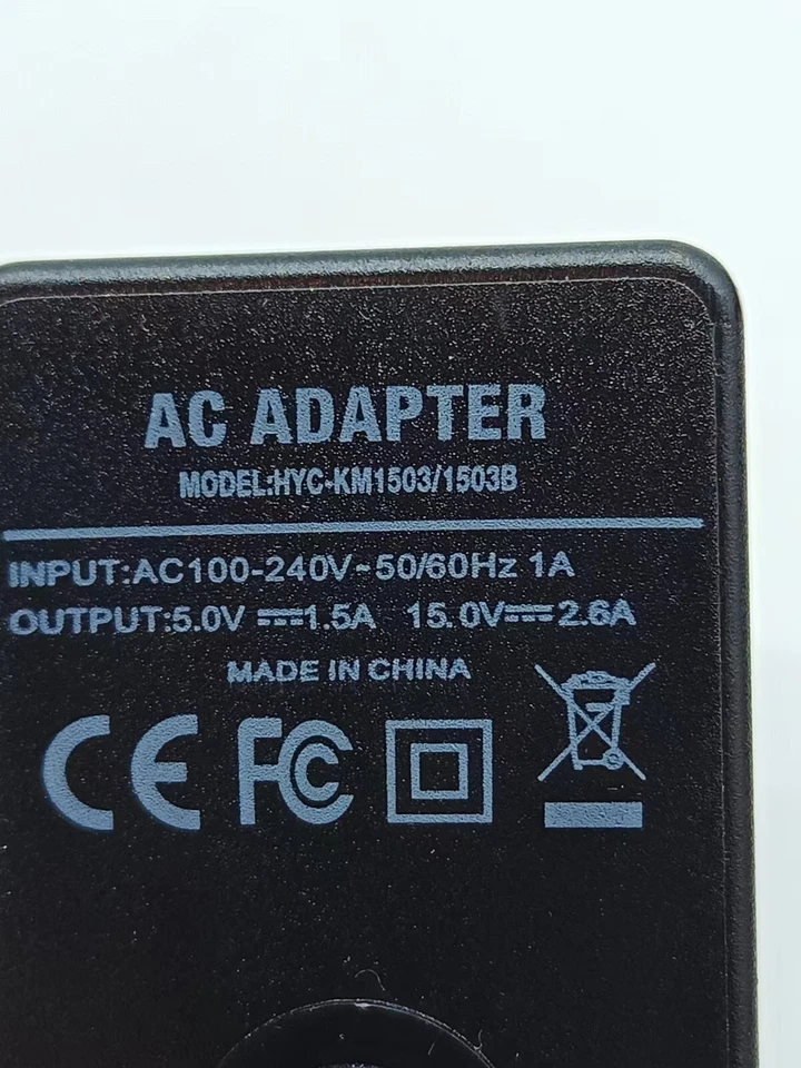Unidad de fuente de alimentación con adaptador de CA HYC-KM1503/1503B 5V 1.5A 15V 2.6A Foto 3 de 3