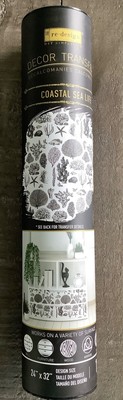 NEW Prima Re-Design Decor Transfer COASTAL SEA LIFE 24  x 32  Black & White