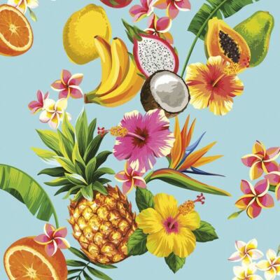 Two Individual Paper Lunch Decoupage 3-Ply Napkins Coconut Banana & Citrus Fruit