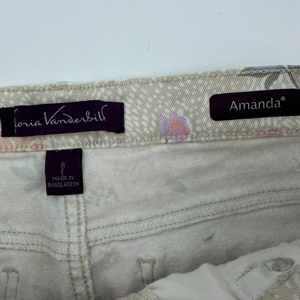 Pantalones Cortos Gloria Vanderbilt Amanda Para Mujer Talla 8 Beige Floral Denim Jean Shorts Foto 2 de 4