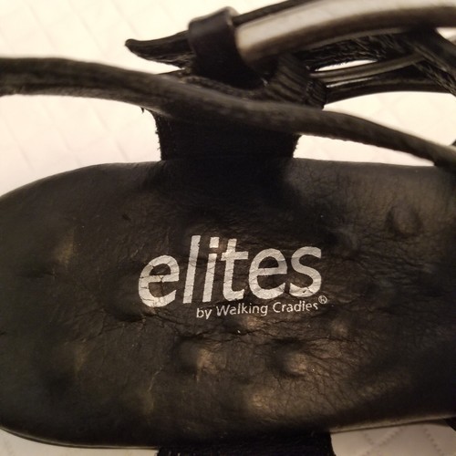 Elites by Walking Cradles Women's Wedge Leather Strappy Sandals Black Size 7.5 N - Picture 4 of 7