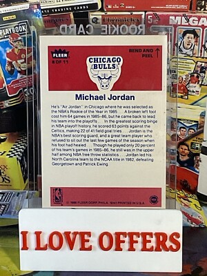 1986 FLEER MICHAEL JORDAN ROOKIE STICKER RC #8 CHICAGO BULLS