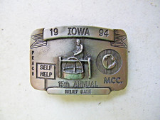VINTAGE 1994 15th ANNUAL IOWA MCC RELIEF SALE BELT BUCKLE 13 of 100